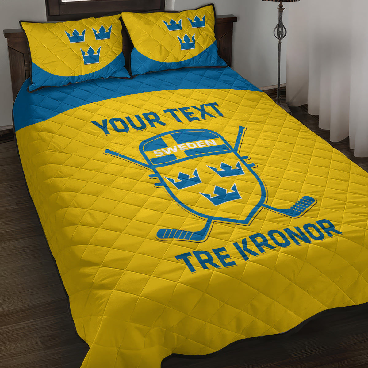 Custom Sweden Hockey Quilt Bed Set 2024 Go Swedish