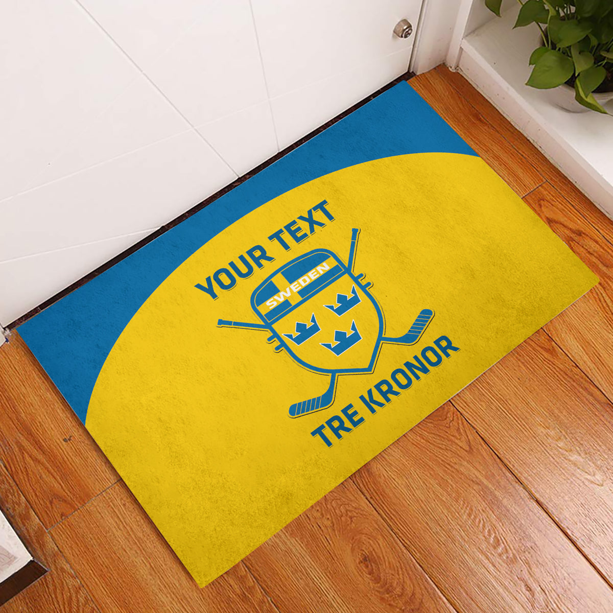 Custom Sweden Hockey Rubber Doormat 2024 Go Swedish