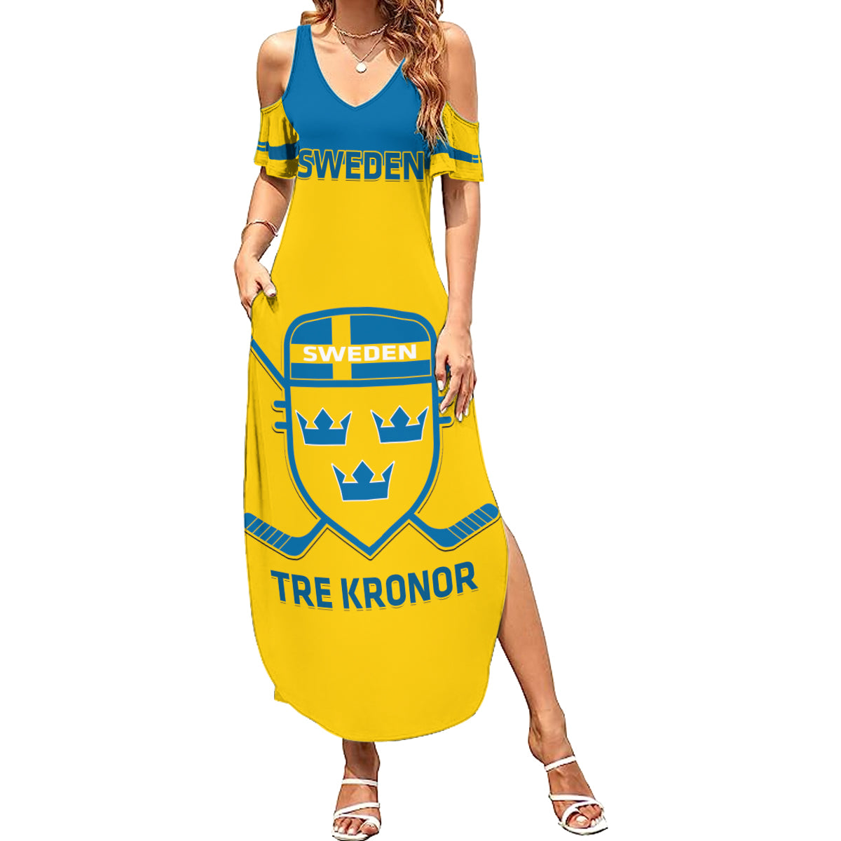 Custom Sweden Hockey Summer Maxi Dress 2024 Go Swedish