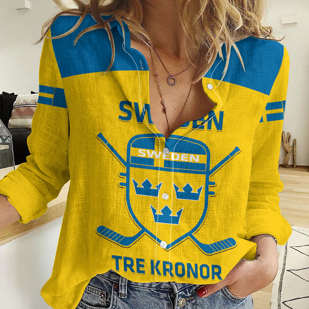 Custom Sweden Hockey Women Casual Shirt 2024 Go Swedish