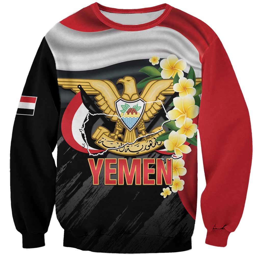Yemen Unification Day Sweatshirt Coat Of Arms With Frangipani