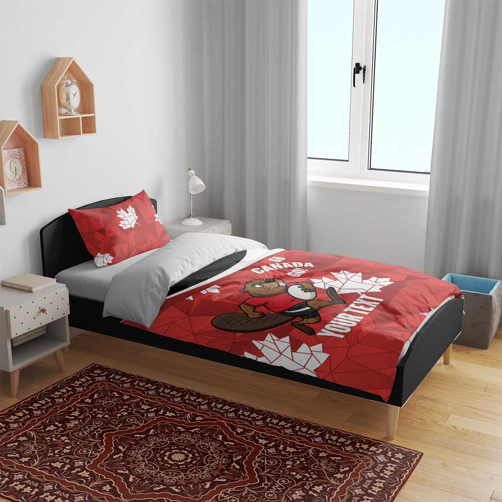 Canada Rugby Custom Bedding Set Beaver Mascot Go Canadian