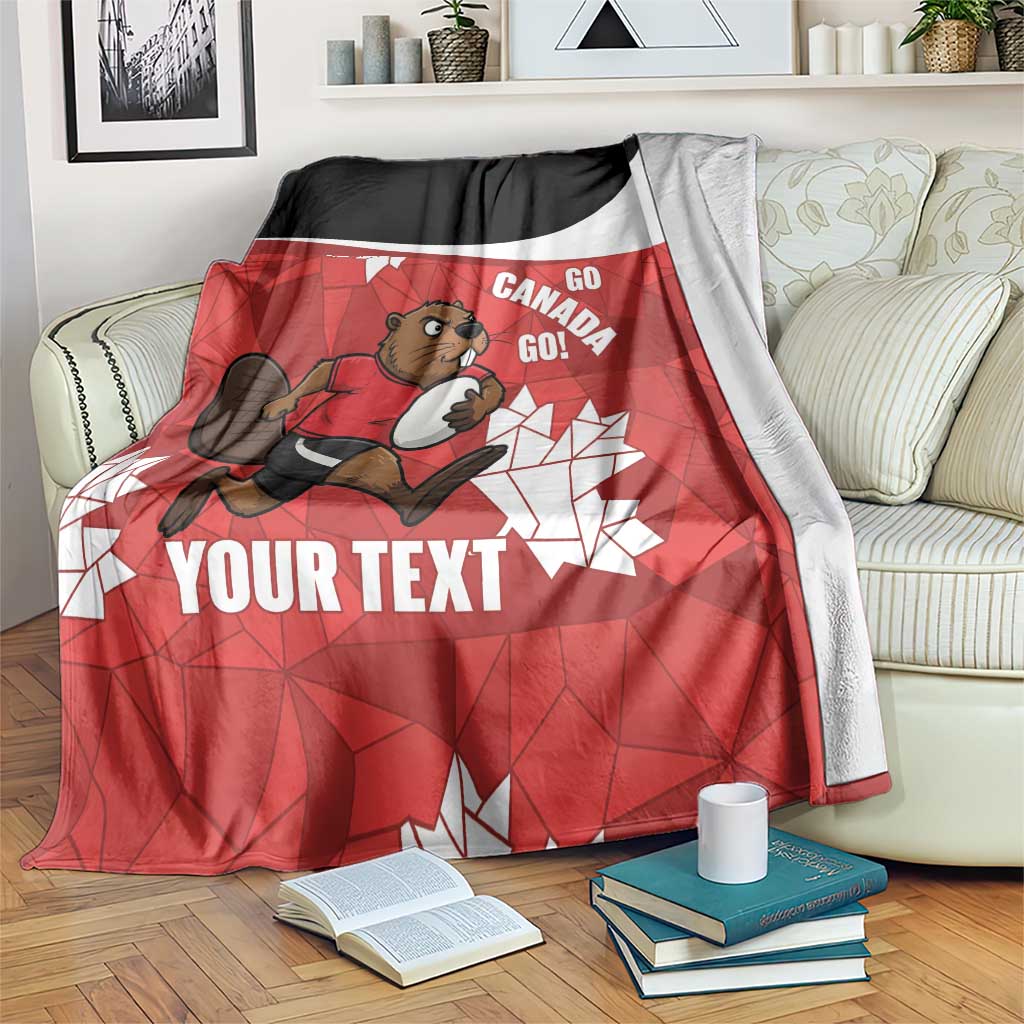 Canada Rugby Custom Blanket Beaver Mascot Go Canadian