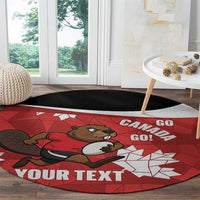 Canada Rugby Custom Round Carpet Beaver Mascot Go Canadian