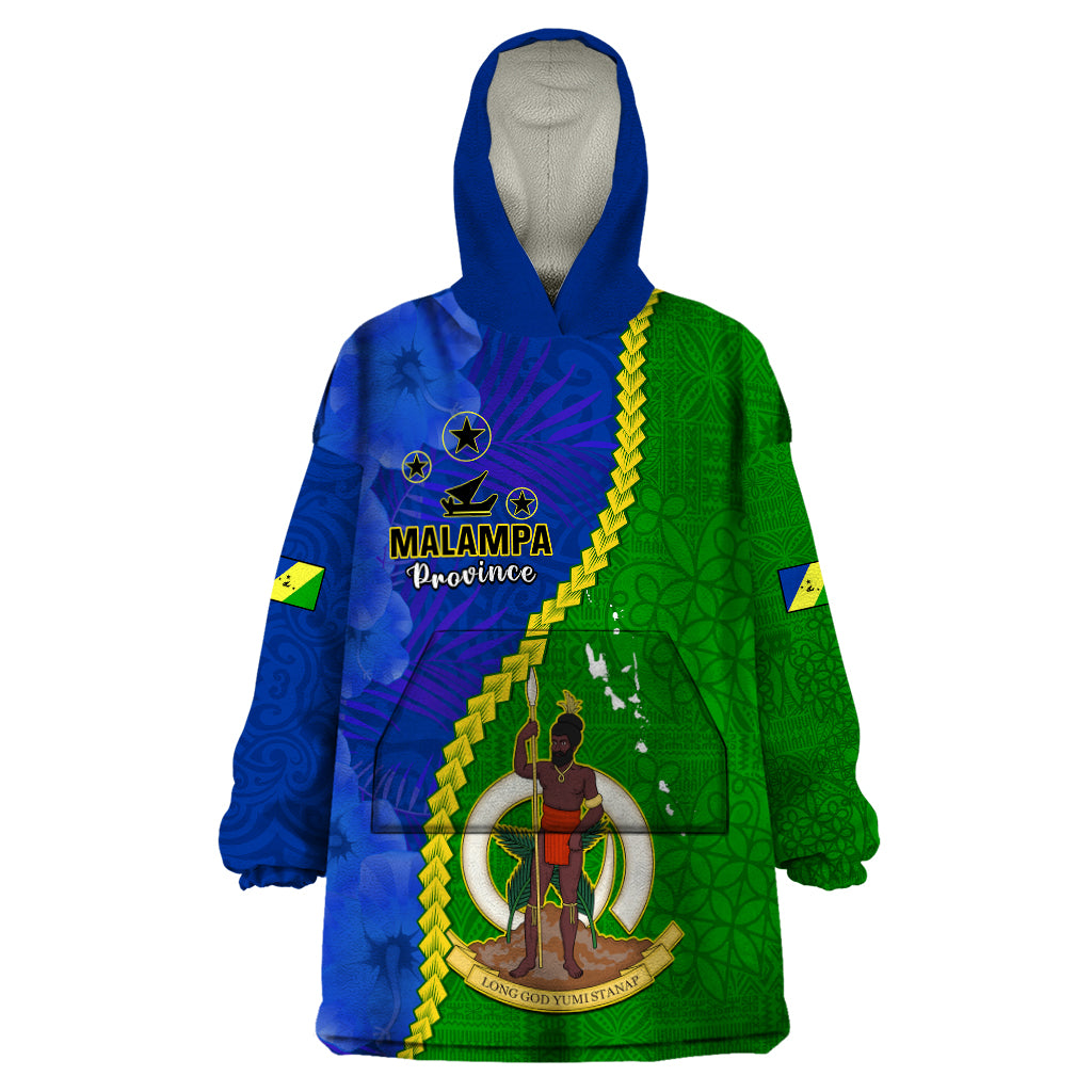 Personalised Vanuatu Malampa Province Wearable Blanket Hoodie Turtle Sand Drawing Unique Tapa Pattern - Wonder Print Shop