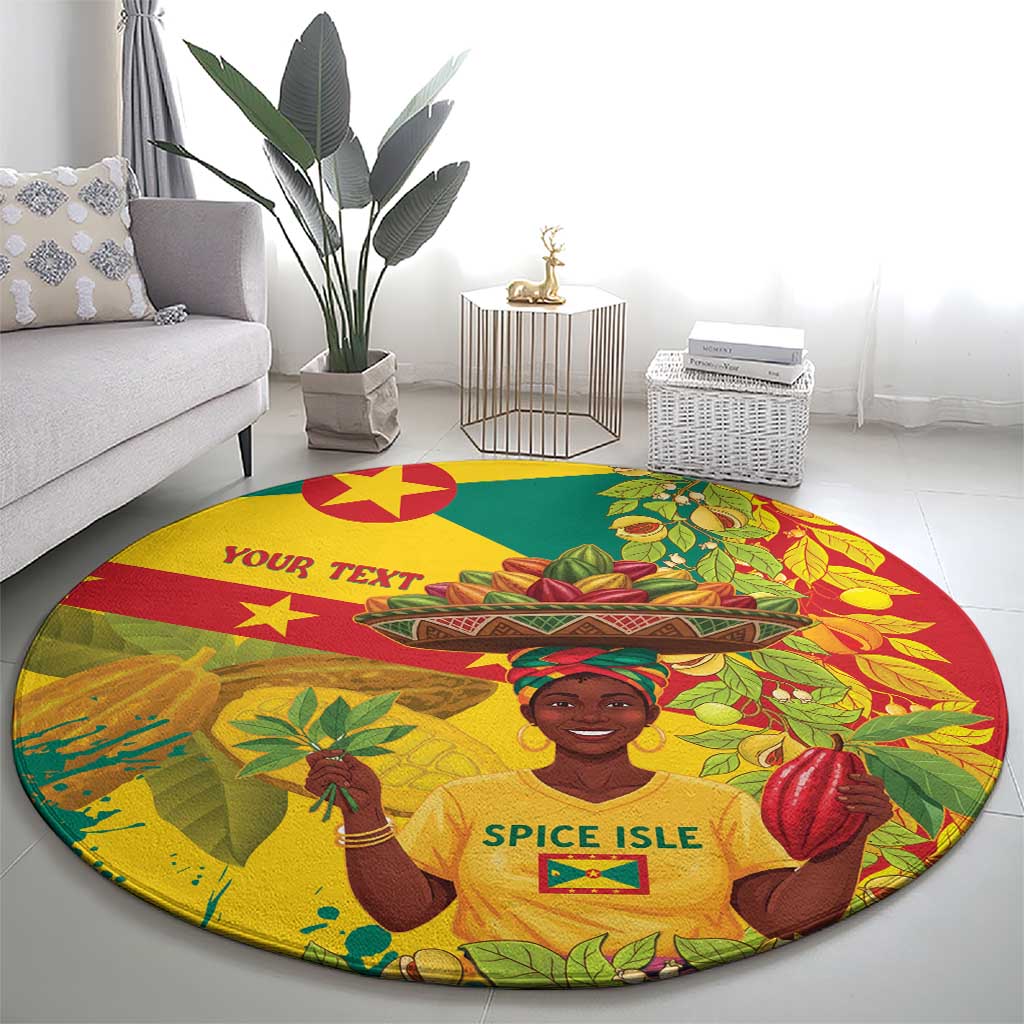 Personalized Grenada Spicemas 2025 Round Carpet Spice Isle Nutmeg Cocoa Pod - Wonder Print Shop