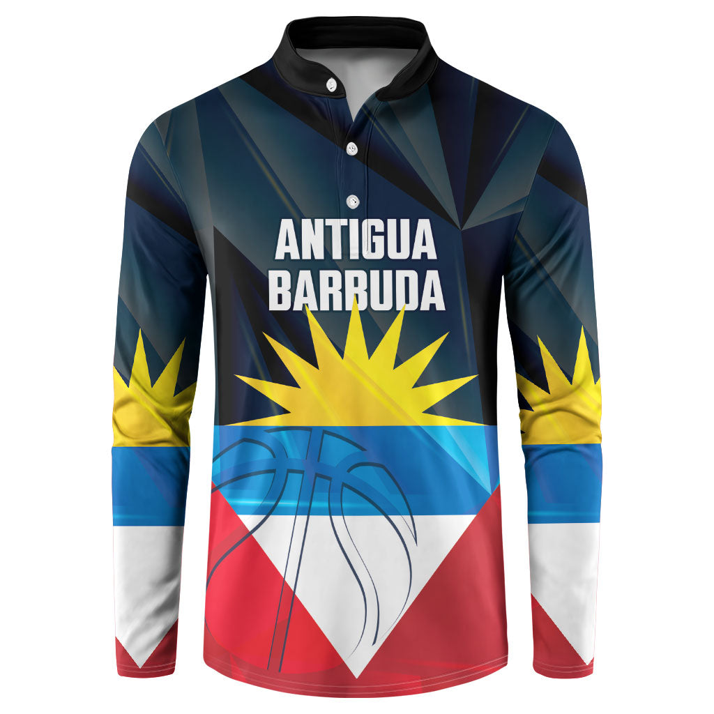 Antigua and Barbuda Basketball Custom Button Sweatshirt Flag Sporty Style