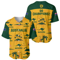 Yellow and green tropical soccer jersey shown front and back with 'Australia' and Champions