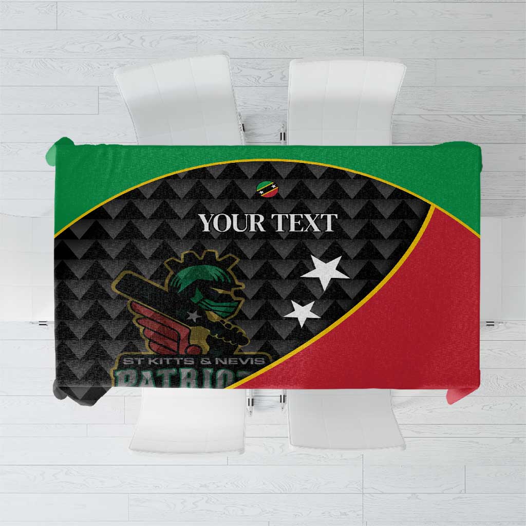 Cricket tablecloth with black patterned center and green, red, yellow border panels