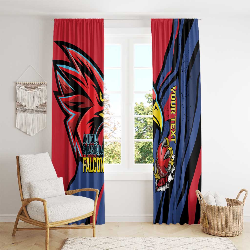 Antigua and Barbuda Falcons curtain panels, red and blue with mascot and text