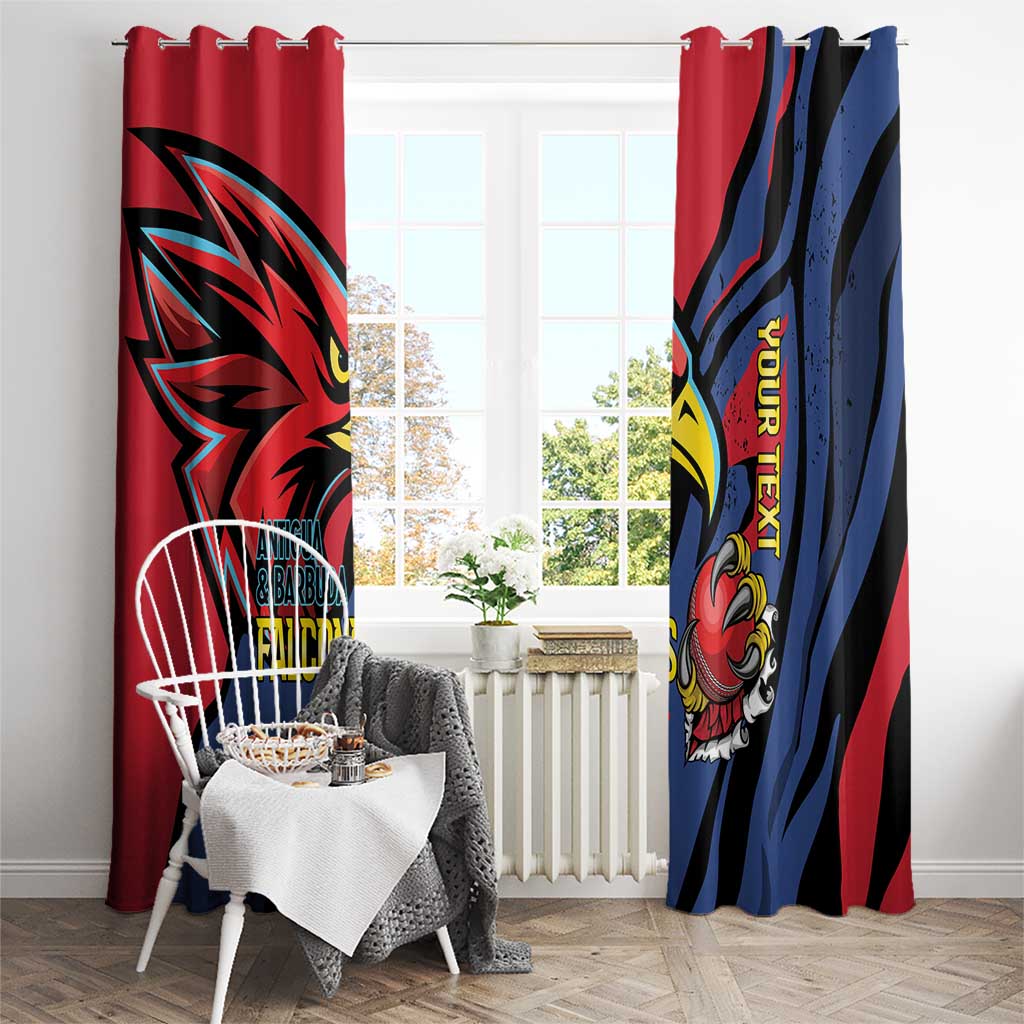 Antigua and Barbuda Falcons window curtain pair, red and blue with eagle graphic