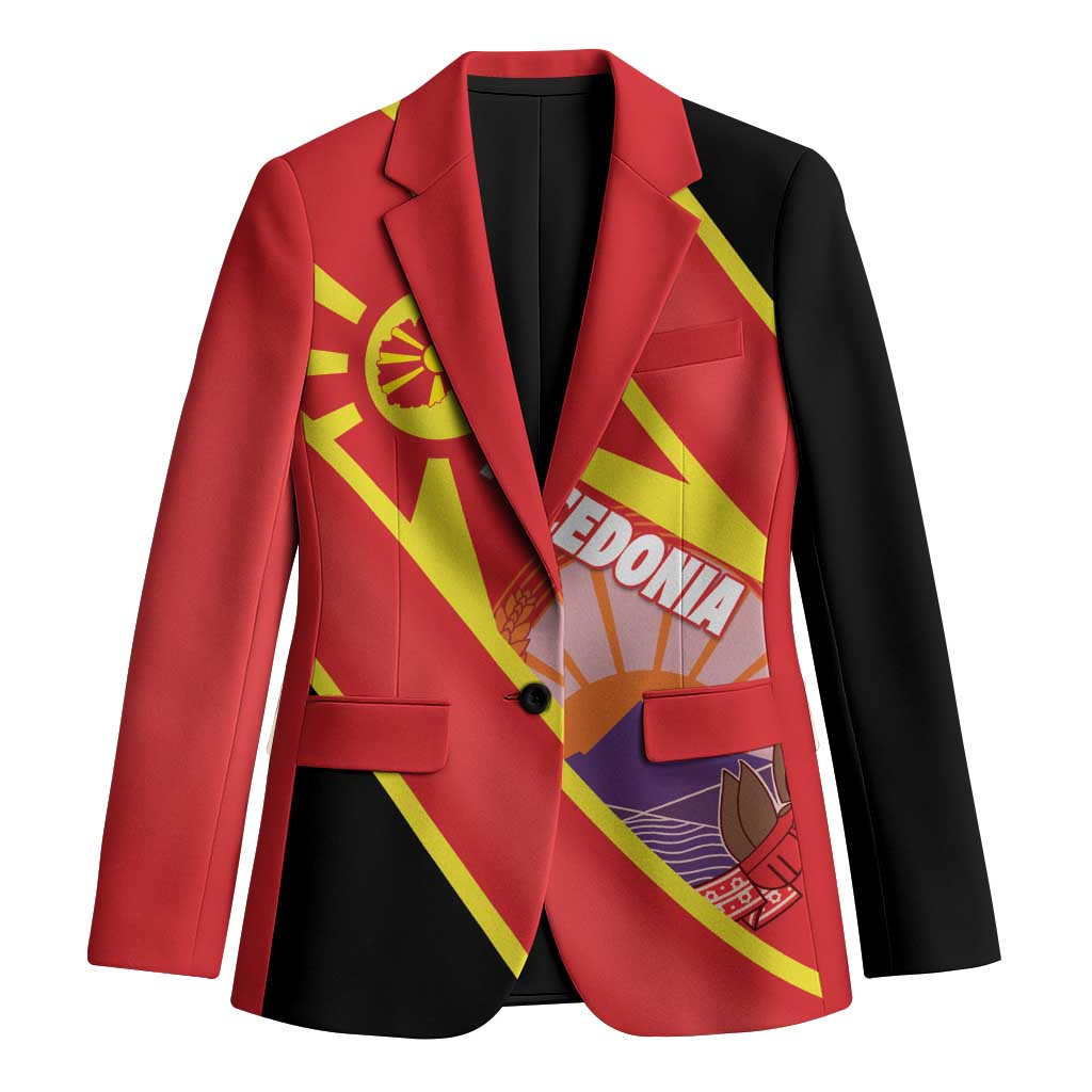 Personalised Macedonia National Day Blazer New Sun of Liberty Waves Style - Wonder Print Shop
