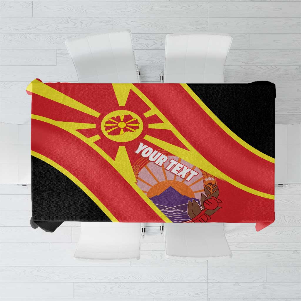 Personalised Macedonia National Day Tablecloth New Sun of Liberty Waves Style - Wonder Print Shop