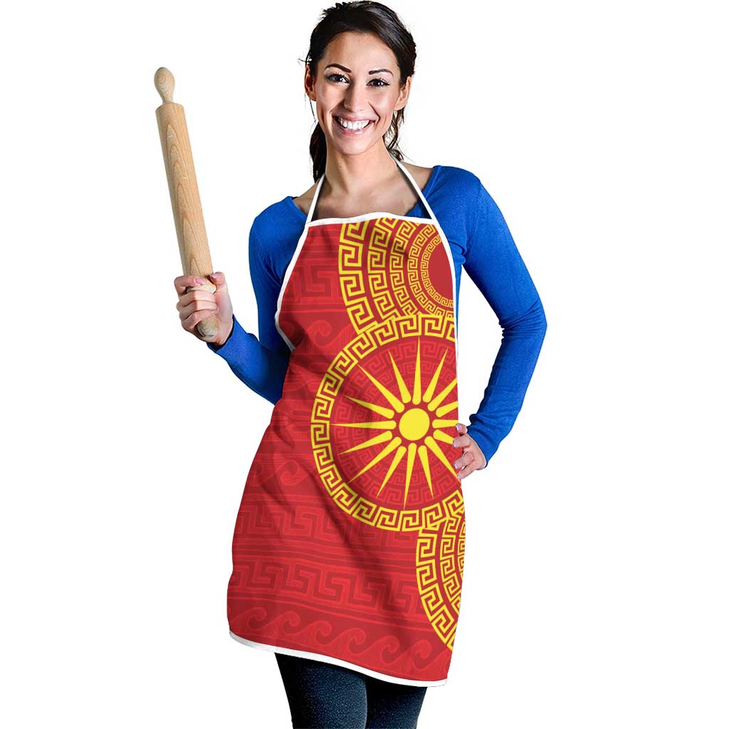 Vergina Sun Macedonia Apron Greek Pattern Red - Wonder Print Shop
