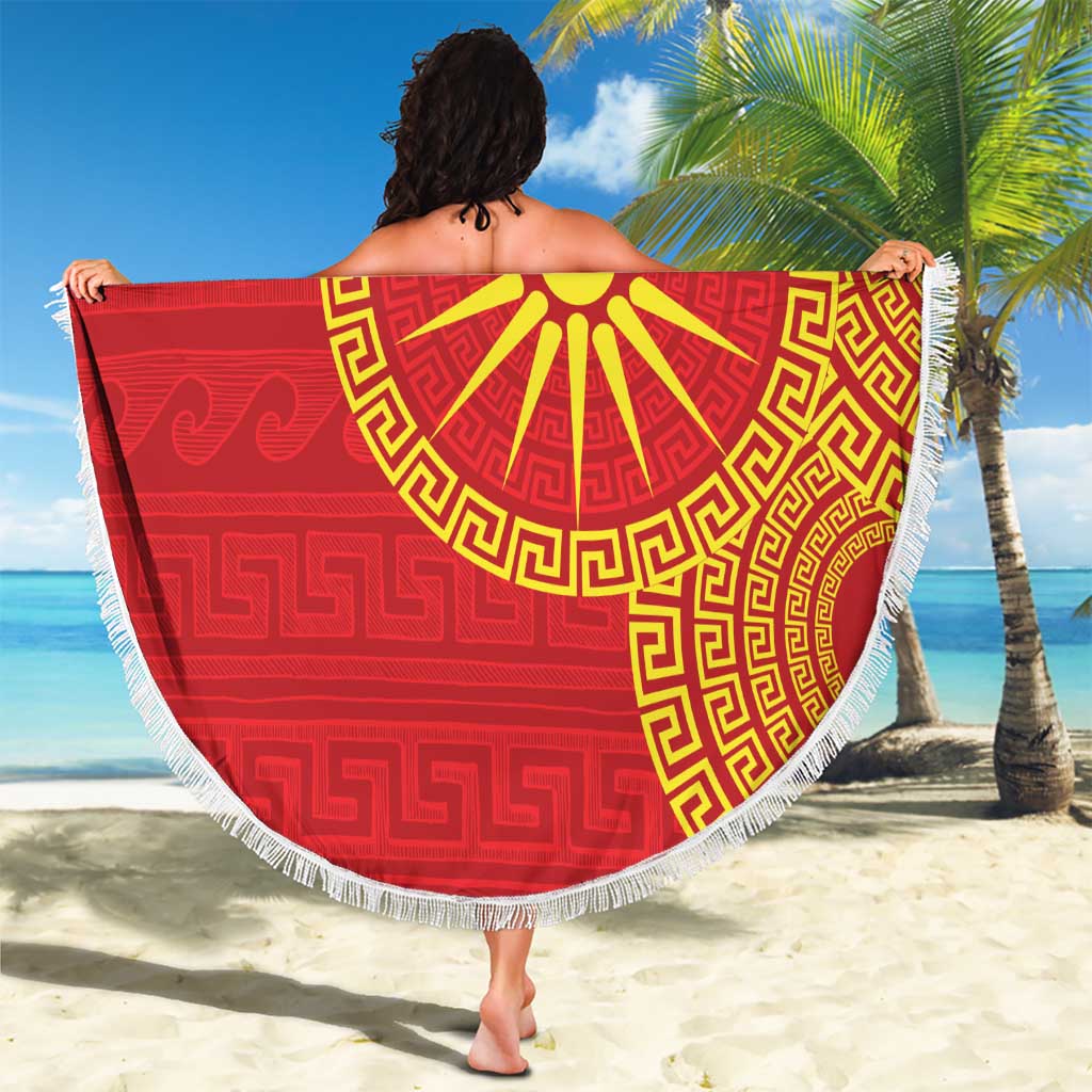 Vergina Sun Macedonia Beach Blanket Greek Pattern Red - Wonder Print Shop