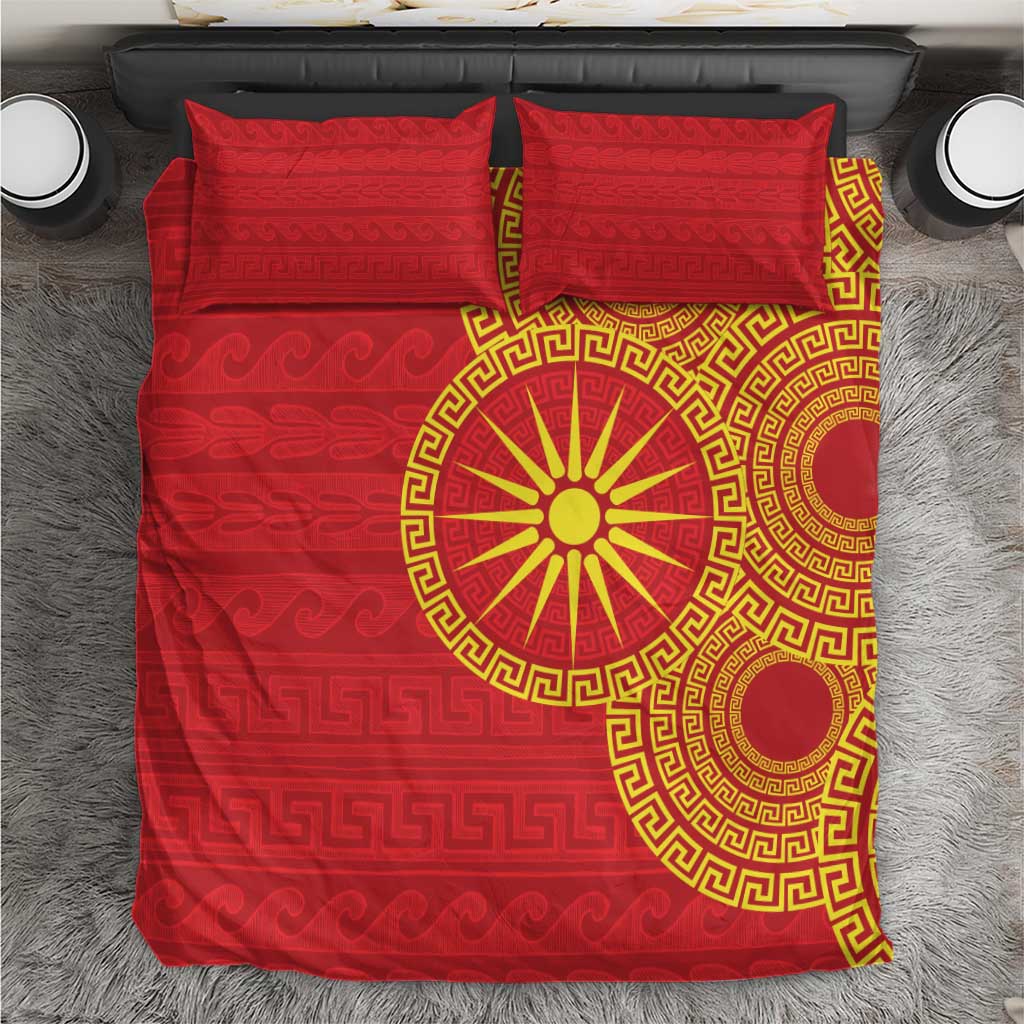 Vergina Sun Macedonia Bedding Set Greek Pattern Red - Wonder Print Shop