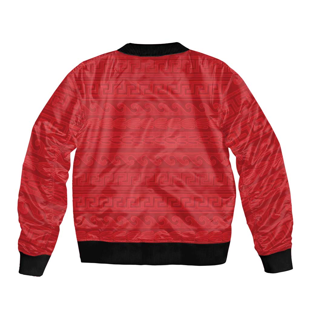 Vergina Sun Macedonia Bomber Jacket Greek Pattern Red - Wonder Print Shop