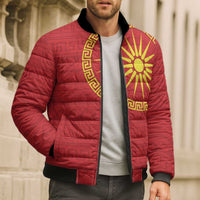 Vergina Sun Macedonia Bomber Puffer Jacket Greek Pattern Red - Wonder Print Shop
