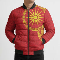 Vergina Sun Macedonia Bomber Puffer Jacket Greek Pattern Red - Wonder Print Shop