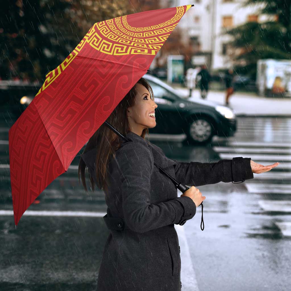 Vergina Sun Macedonia Umbrella Greek Pattern Red - Wonder Print Shop