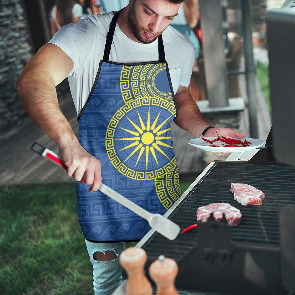 Vergina Sun Macedonia Apron Greek Pattern Blue - Wonder Print Shop