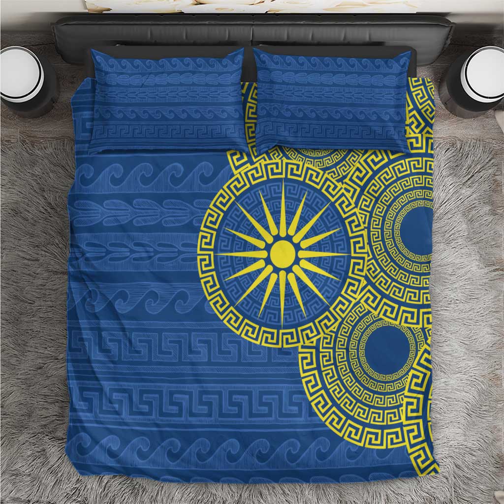 Vergina Sun Macedonia Bedding Set Greek Pattern Blue - Wonder Print Shop