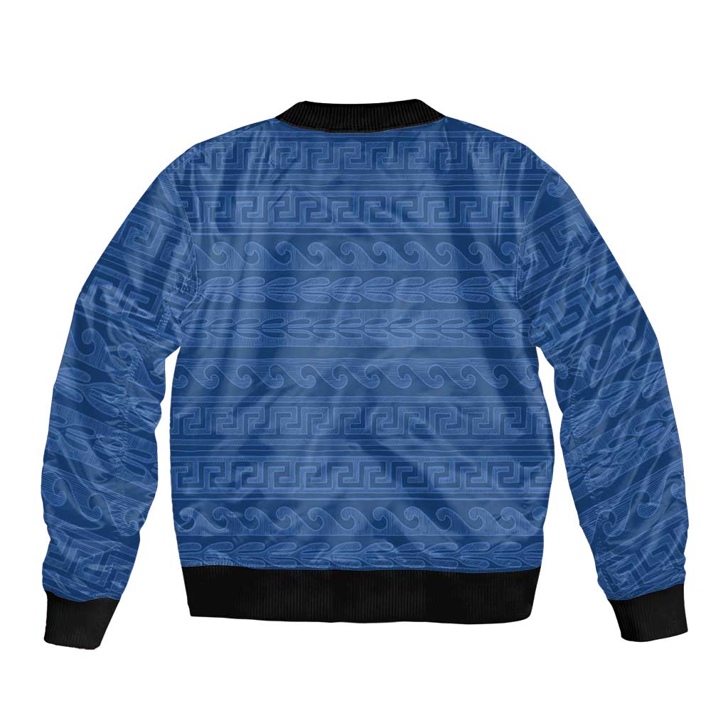 Vergina Sun Macedonia Bomber Jacket Greek Pattern Blue - Wonder Print Shop