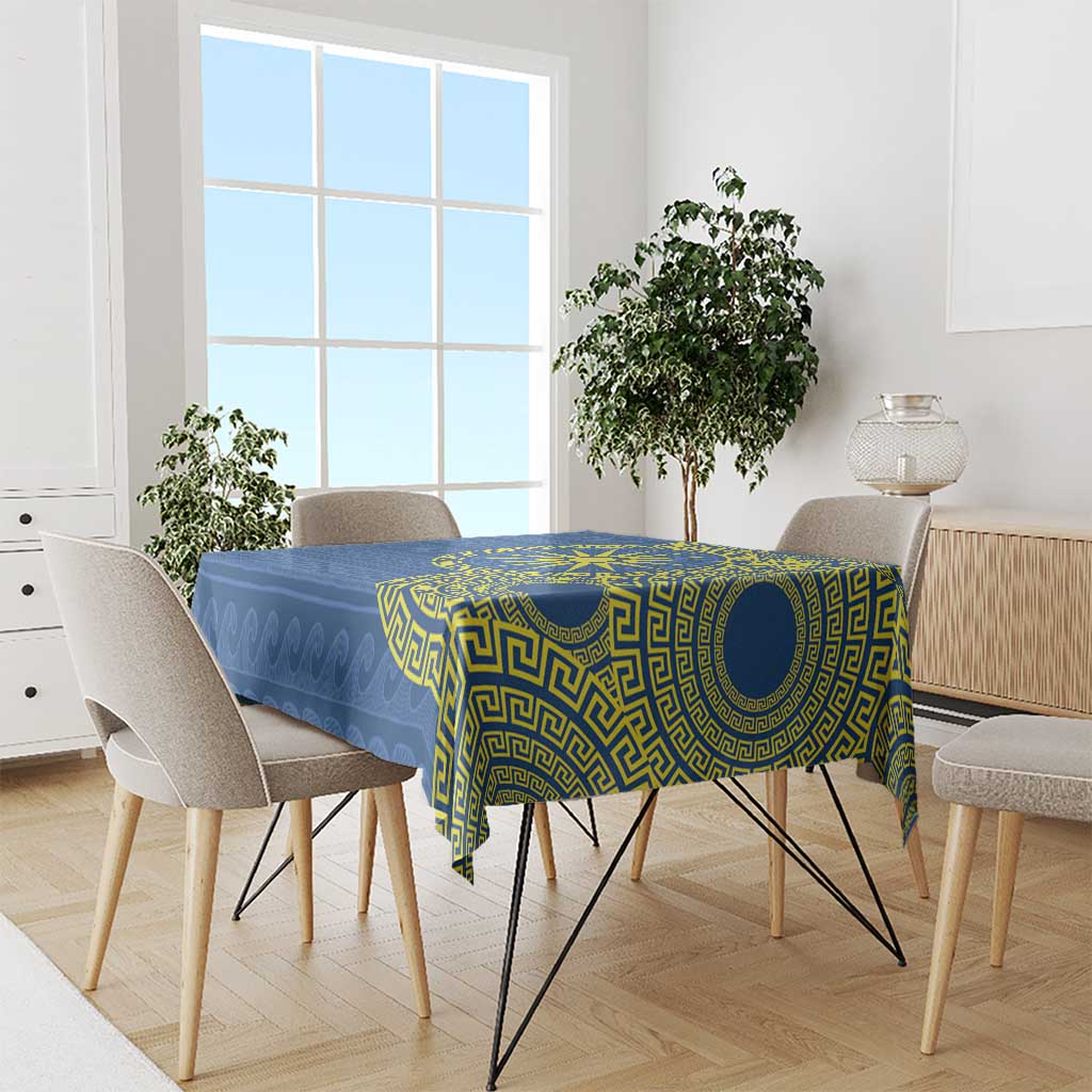 Vergina Sun Macedonia Tablecloth Greek Pattern Blue - Wonder Print Shop