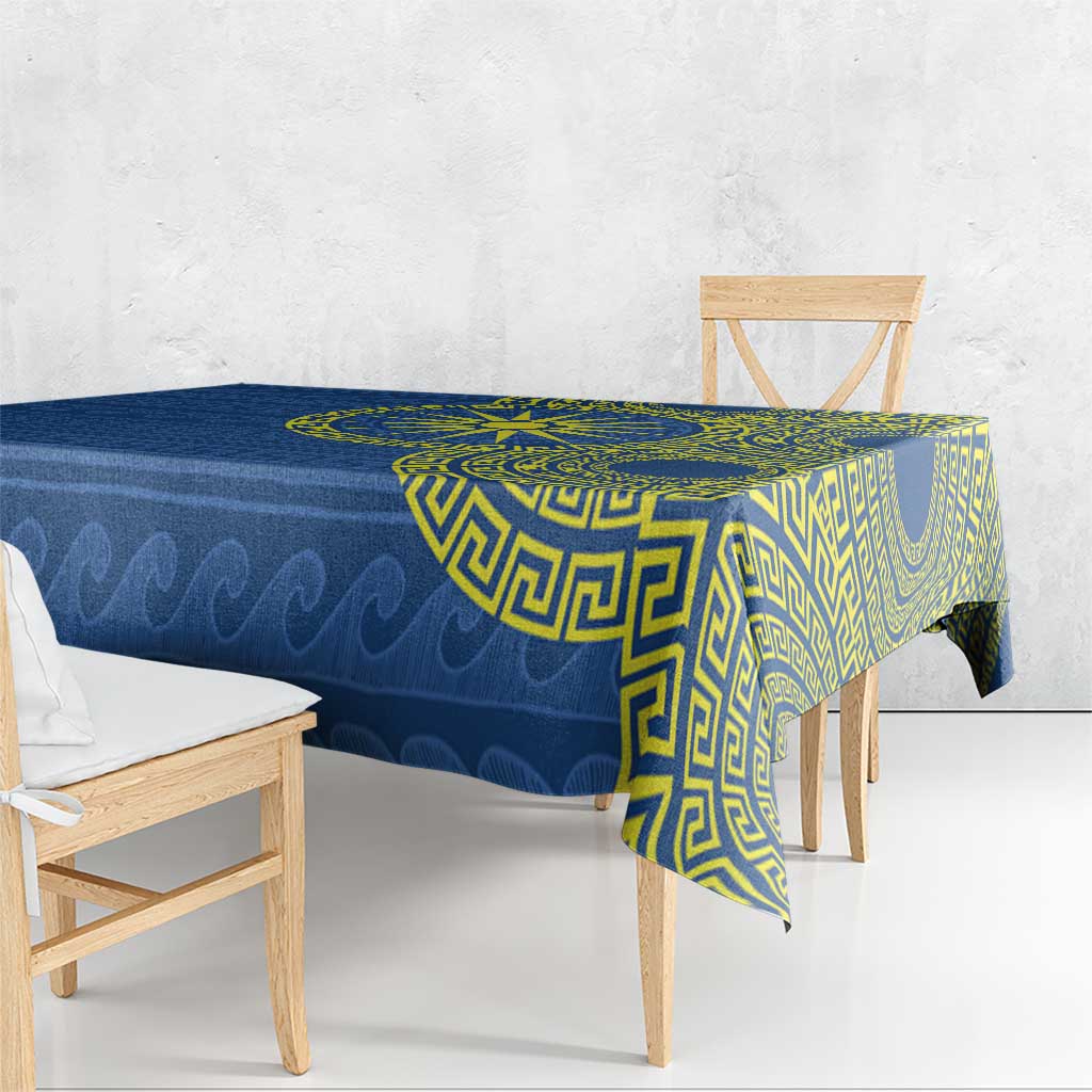 Vergina Sun Macedonia Tablecloth Greek Pattern Blue - Wonder Print Shop