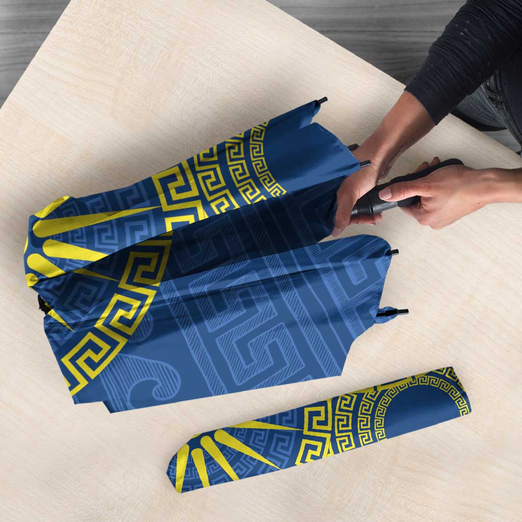 Vergina Sun Macedonia Umbrella Greek Pattern Blue - Wonder Print Shop
