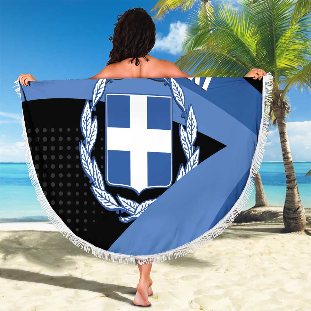 Personalised Greece Hellas Beach Blanket Coat Of Arms - Wonder Print Shop