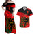 Albania Flag Day Couples Matching Off Shoulder Maxi Dress and Hawaiian Shirt Albanian Coat Of Arms With Red Poppy - Wonder Print Shop