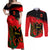 Albania Flag Day Couples Matching Off Shoulder Maxi Dress and Long Sleeve Button Shirt Albanian Coat Of Arms With Red Poppy - Wonder Print Shop