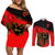 Albania Flag Day Couples Matching Off Shoulder Short Dress and Long Sleeve Button Shirt Albanian Coat Of Arms With Red Poppy - Wonder Print Shop