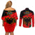 Albania Flag Day Couples Matching Off Shoulder Short Dress and Long Sleeve Button Shirt Albanian Coat Of Arms With Red Poppy - Wonder Print Shop