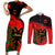 Albania Flag Day Couples Matching Short Sleeve Bodycon Dress and Long Sleeve Button Shirt Albanian Coat Of Arms With Red Poppy - Wonder Print Shop