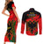 Albania Flag Day Couples Matching Short Sleeve Bodycon Dress and Long Sleeve Button Shirt Albanian Coat Of Arms With Red Poppy - Wonder Print Shop