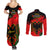 Albania Flag Day Couples Matching Summer Maxi Dress and Long Sleeve Button Shirt Albanian Coat Of Arms With Red Poppy - Wonder Print Shop