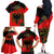 Albania Flag Day Family Matching Off Shoulder Long Sleeve Dress and Hawaiian Shirt Albanian Coat Of Arms With Red Poppy - Wonder Print Shop