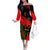 Albania Flag Day Family Matching Off Shoulder Long Sleeve Dress and Hawaiian Shirt Albanian Coat Of Arms With Red Poppy - Wonder Print Shop