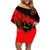 Albania Flag Day Family Matching Off Shoulder Short Dress and Hawaiian Shirt Albanian Coat Of Arms With Red Poppy - Wonder Print Shop