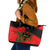 Albania Flag Day Leather Tote Bag Albanian Coat Of Arms With Red Poppy - Wonder Print Shop