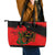 Albania Flag Day Leather Tote Bag Albanian Coat Of Arms With Red Poppy - Wonder Print Shop