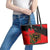 Albania Flag Day Leather Tote Bag Albanian Coat Of Arms With Red Poppy - Wonder Print Shop