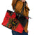 Albania Flag Day Leather Tote Bag Albanian Coat Of Arms With Red Poppy - Wonder Print Shop