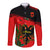 Albania Flag Day Long Sleeve Button Shirt Albanian Coat Of Arms With Red Poppy - Wonder Print Shop