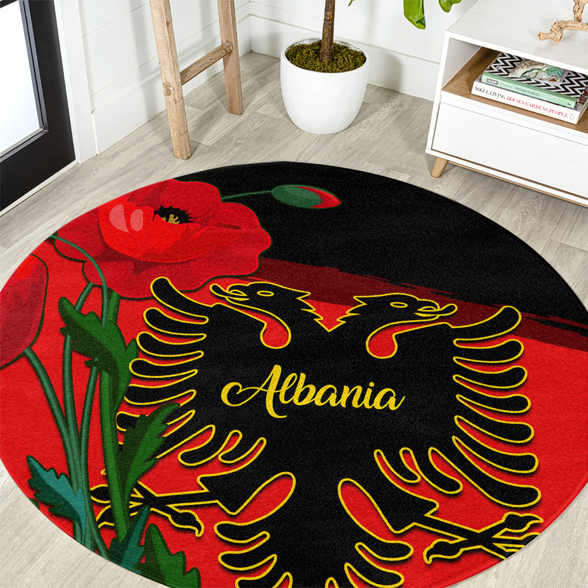 albania-flag-day-round-carpet-albanian-coat-of-arms-with-red-poppy