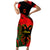 Albania Flag Day Short Sleeve Bodycon Dress Albanian Coat Of Arms With Red Poppy - Wonder Print Shop