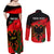 Personalised Albania Flag Day Couples Matching Off Shoulder Maxi Dress and Long Sleeve Button Shirt Albanian Coat Of Arms With Red Poppy - Wonder Print Shop