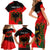 Personalised Albania Flag Day Family Matching Short Sleeve Bodycon Dress and Hawaiian Shirt Albanian Coat Of Arms With Red Poppy - Wonder Print Shop